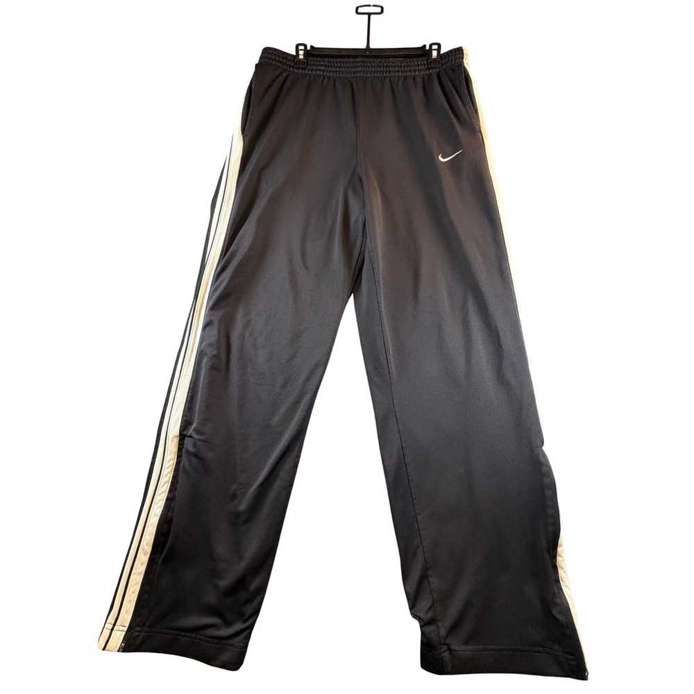 Nike Basketball Track Pants Mens Large Black White Stripe Athletic Warm Up Zips
